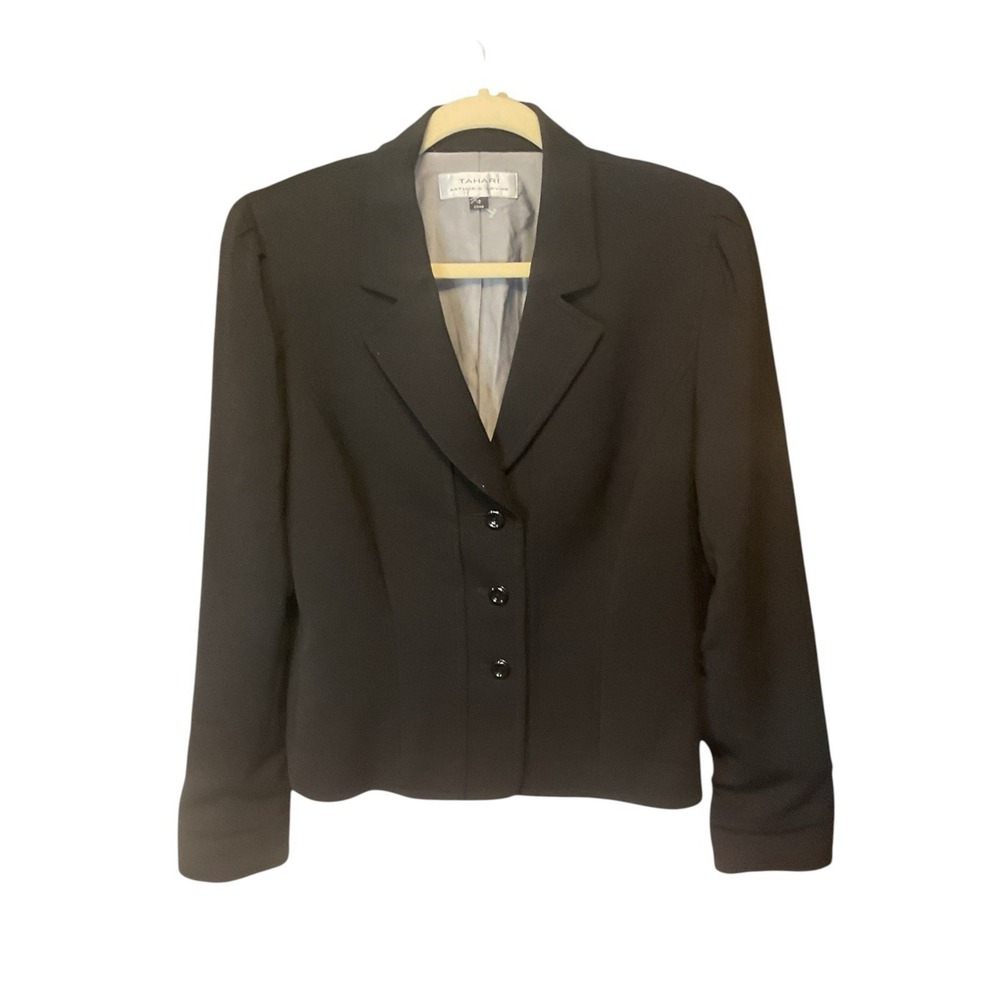 Tahari Arthur S. Levine Women 12 Front Button Single‎ Breast Blazer Jacket Black